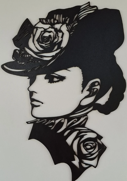 Art mural femme plexiglas noir