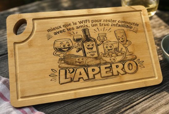 Planche apéro en bois gravée L'Apéro