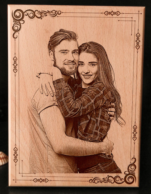 Portrait gravé sur bois