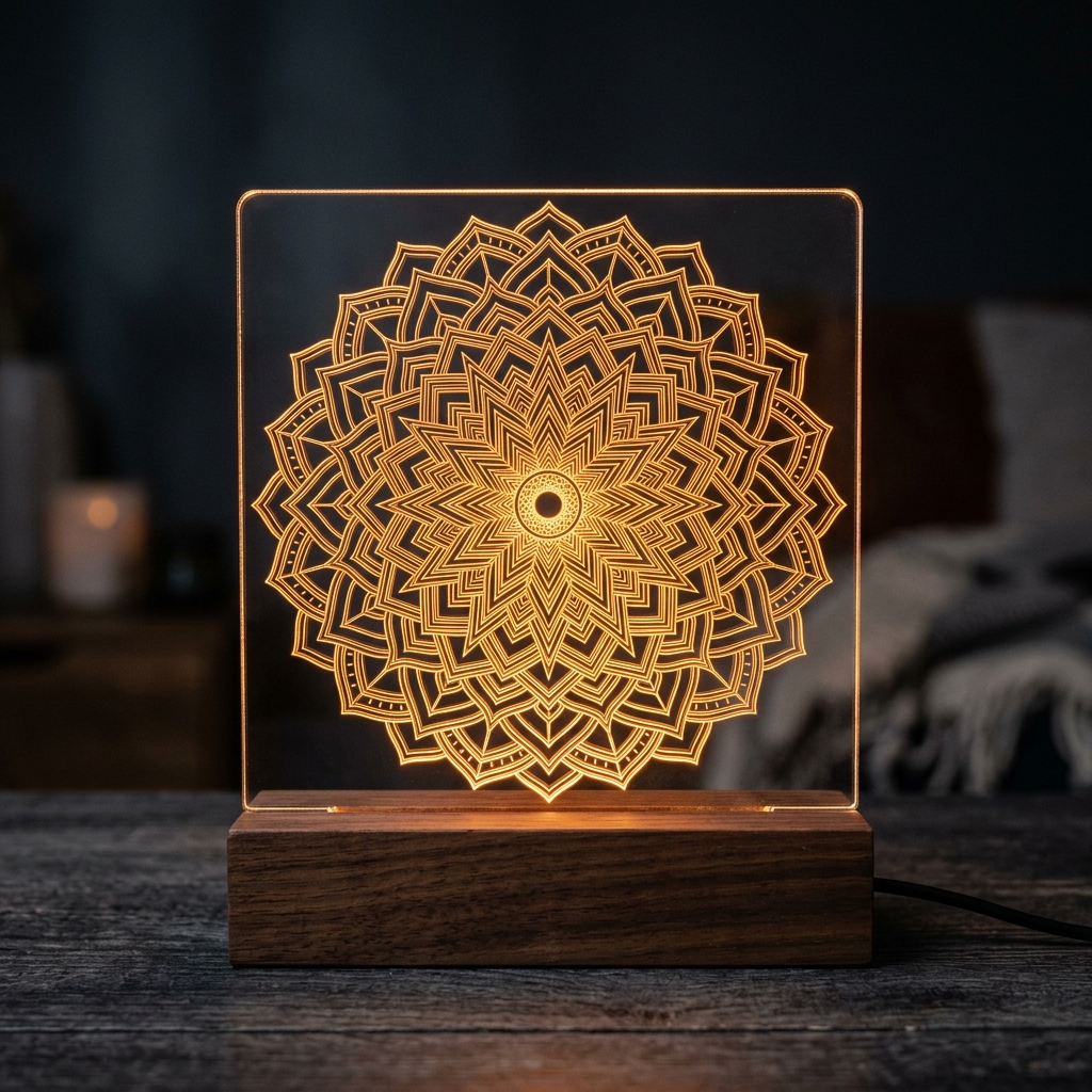 Lampe LED 3D plexiglas gravée
